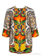 Printed Multicolor Crystal Button Top