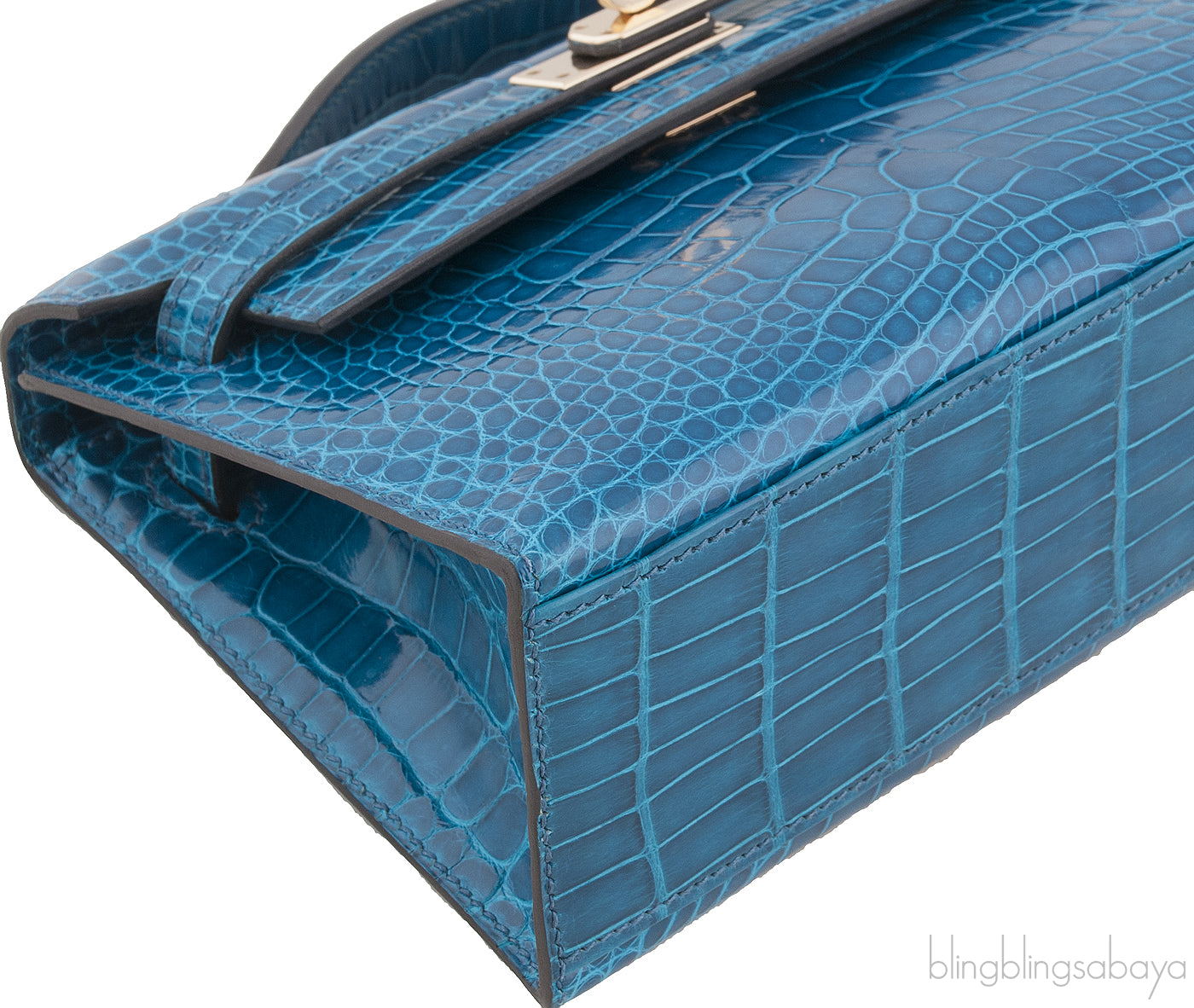Kelly Pochette Bleu Izmir Crocodile