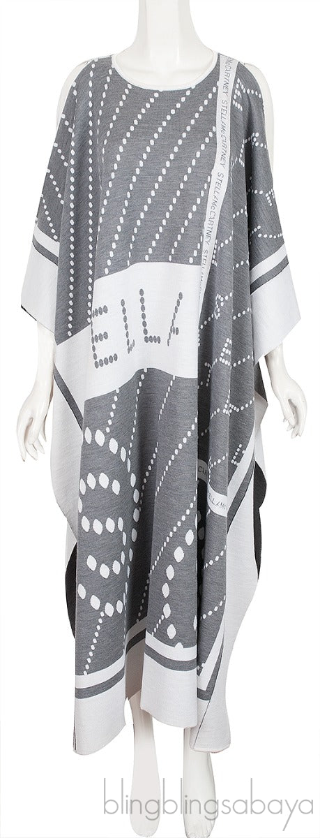 Logo Print Stretch Wool Cape