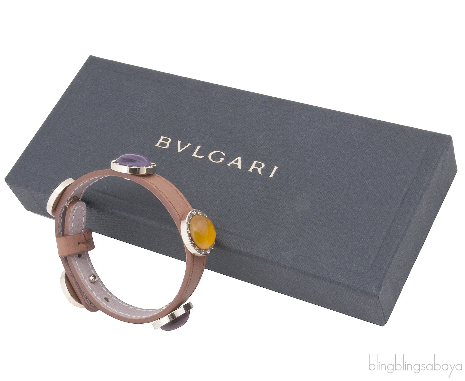 Multi-color Stone Leather Bracelet