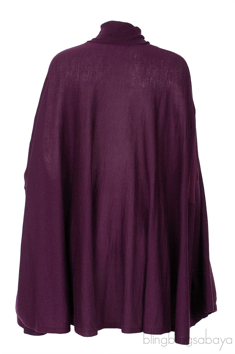 Long Sleeves Turtle Neck Poncho Top