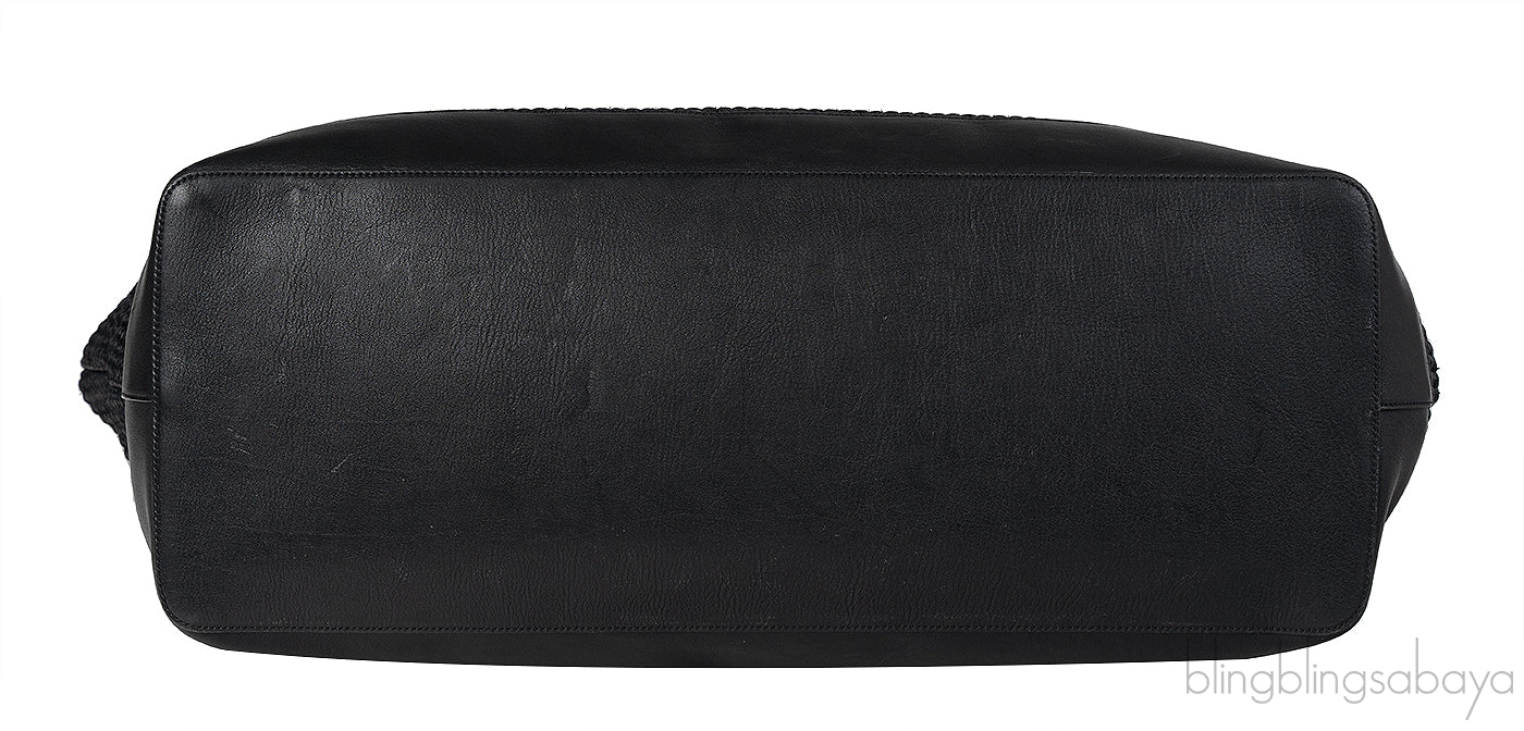 Saint Laurent Black Raffia Rive Gauche Black Oversize Tote