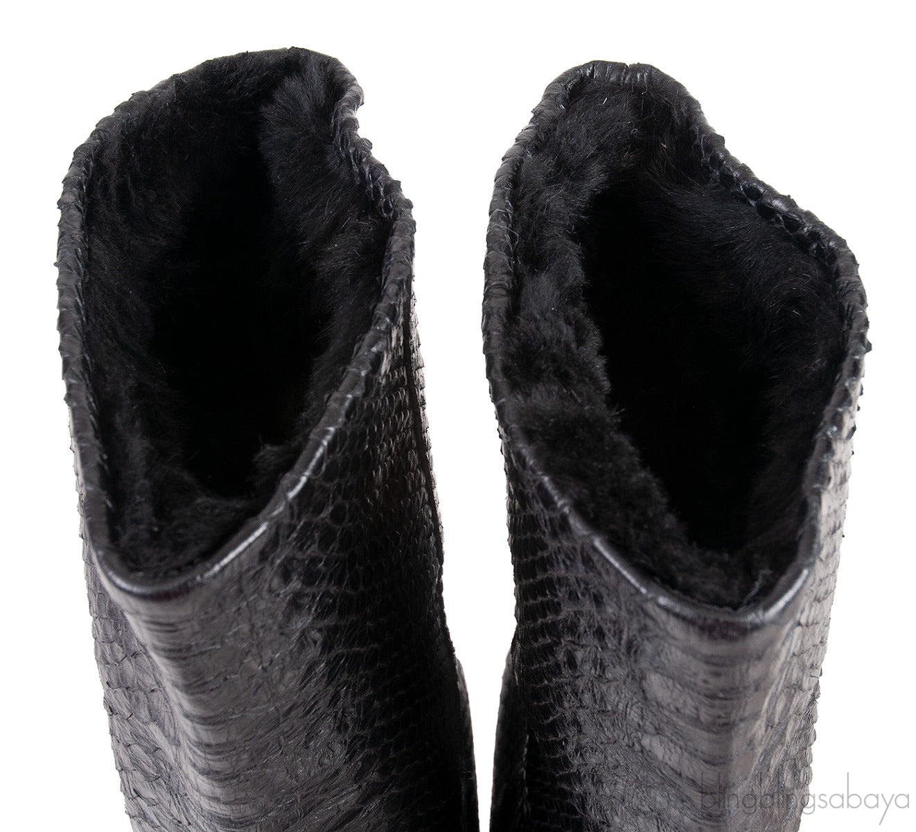 Black Python Wedge Boots