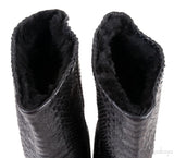 Black Python Wedge Boots
