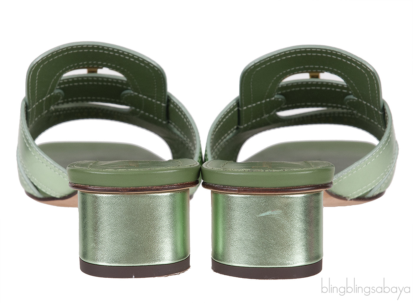 Dior OR Montaigne Metallic Green Heels Slide