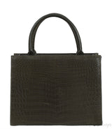 Moss Green Crocodile Top Handle Bag