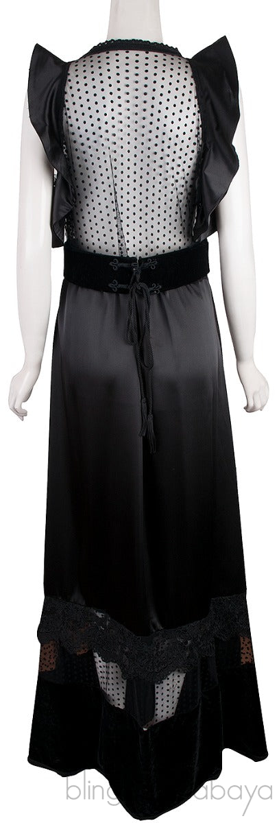 Sequin Embellished Black Maxi Dress