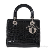 Christian Dior Lady Dior Black Medium Crocodile PHW