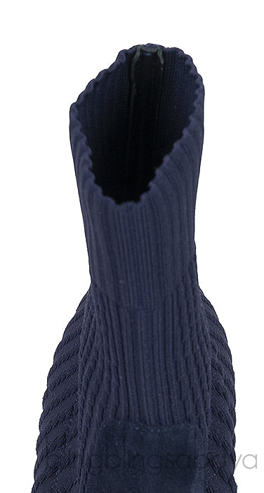 Gianvito Rossi Blue Knitted Pointed Toe Ankle Boots