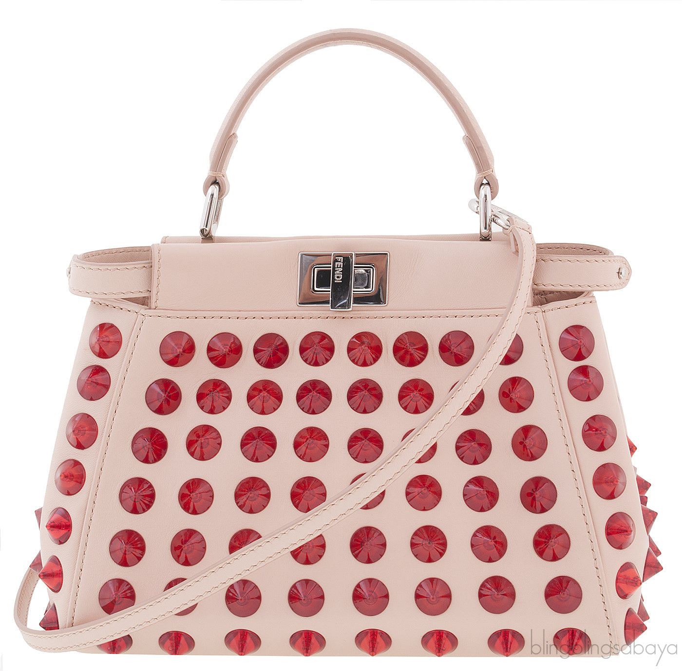 Beige Red Studded Peekaboo