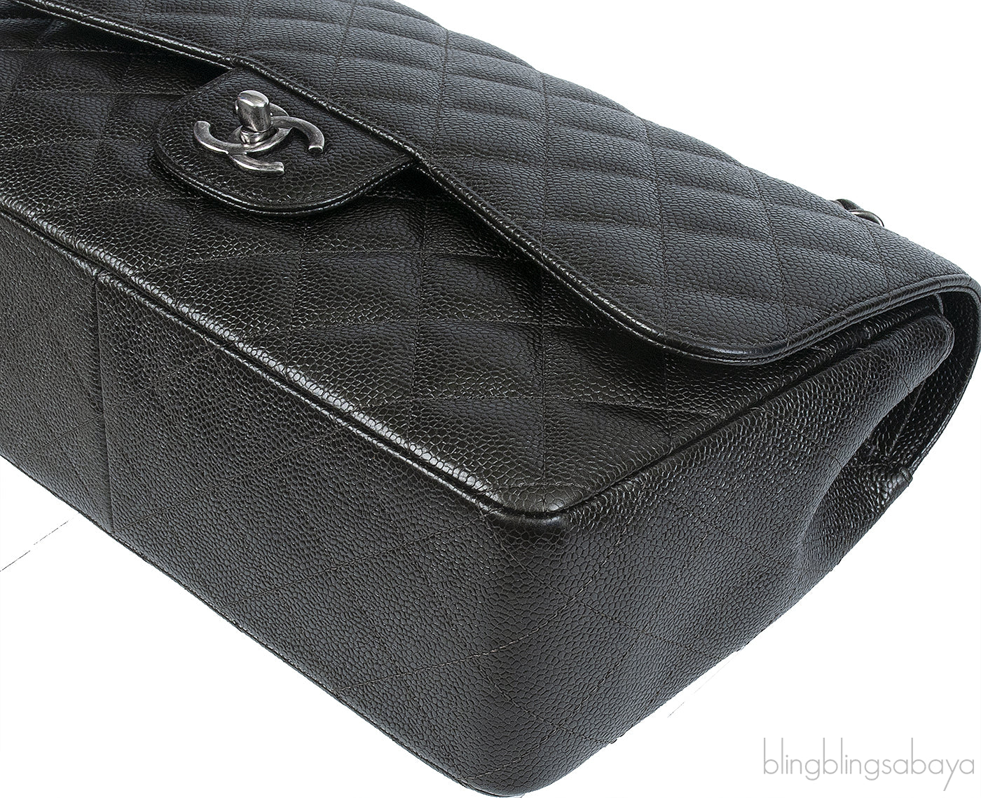 Chanel Charcoal Grey Caviar Jumbo Flap Bag