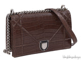 Christian Dior Diorama Brown Crocodile Flap Bag