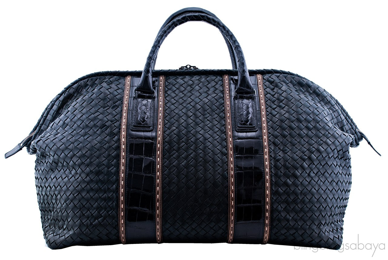 Nero Intrecciato Nappa Croco Duffle