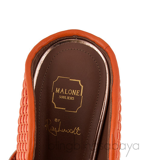 Maureen Orange Woven Satin Mules
