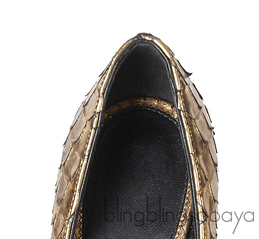 Tom Ford Python Gold Pointed Heels