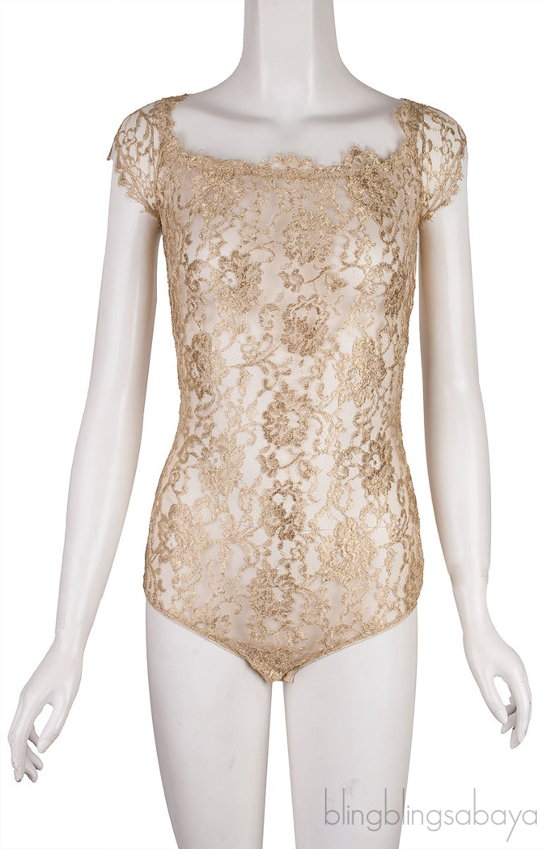Gold Metallic Lace Bodysuit