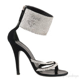 Black Crystal Suede Sandals