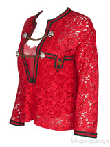 Red Floral Lace Chain Tiger Blouse