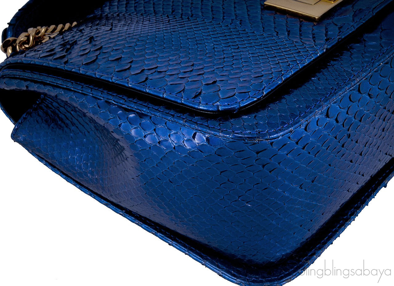 Blue Python Square Shoulder Bag
