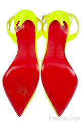 PVC Crystal Neon Green Slingback Heels