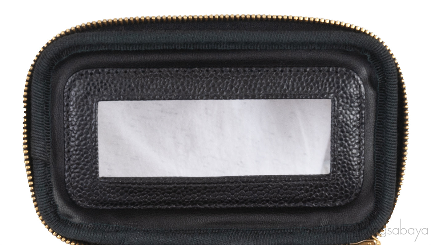 Chanel Vintage CC Black Caviar Mini Makeup Bag