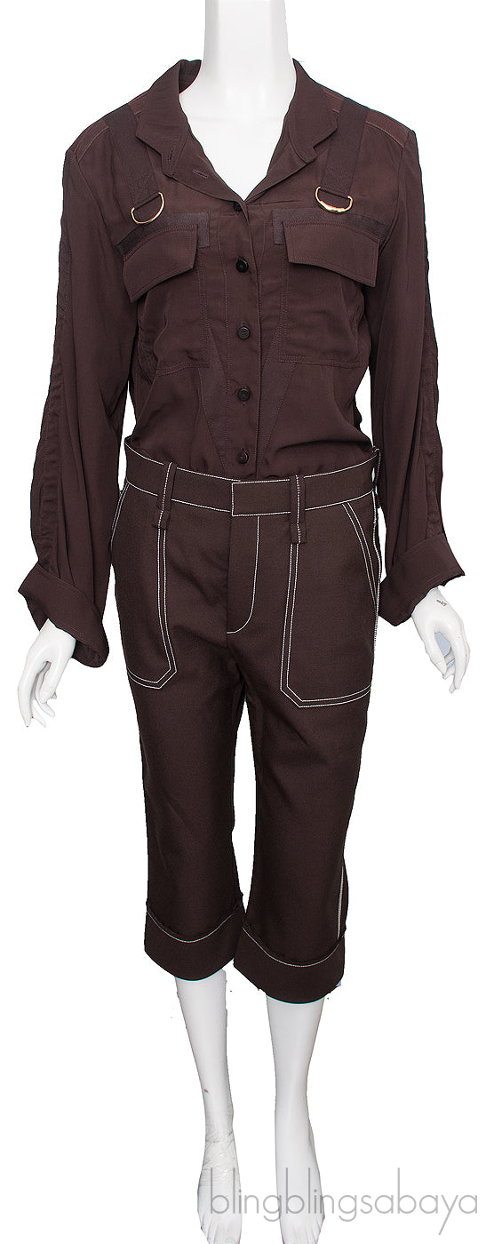 Brown Top & Crop Pants