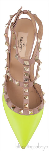 Neon Green Rockstud Leather Pump