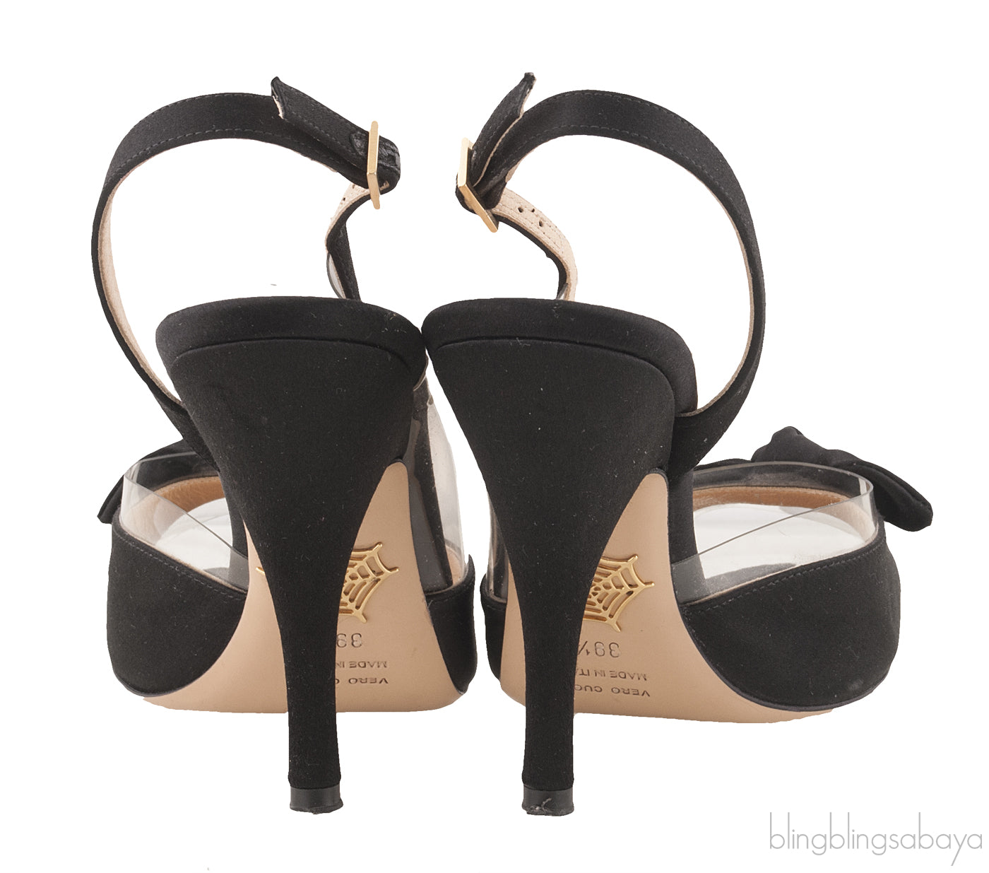 Black PVC Bow Heels