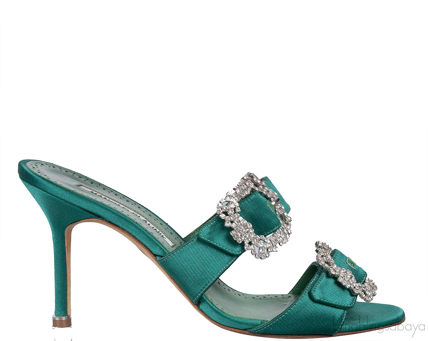 Emerald Jeweled Buckle Sandals