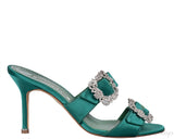 Emerald Jeweled Buckle Sandals