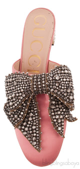 Pink Bow Crystal Vamp Mule