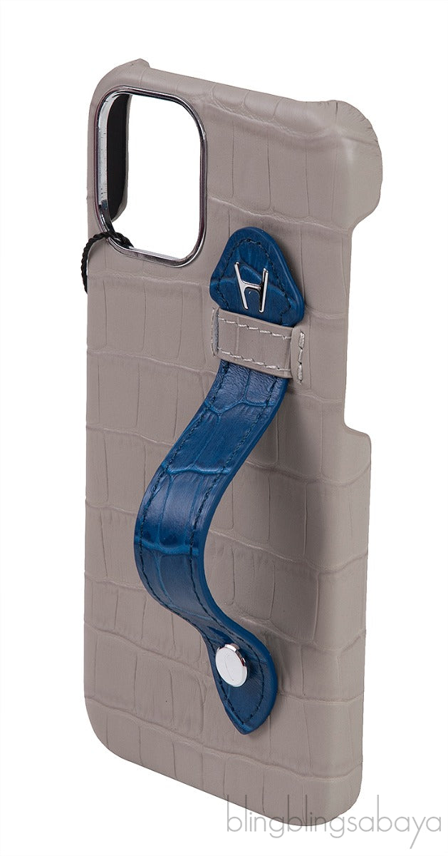 Iphone 12 Pro Grey and Blue Crocodile Phone Case