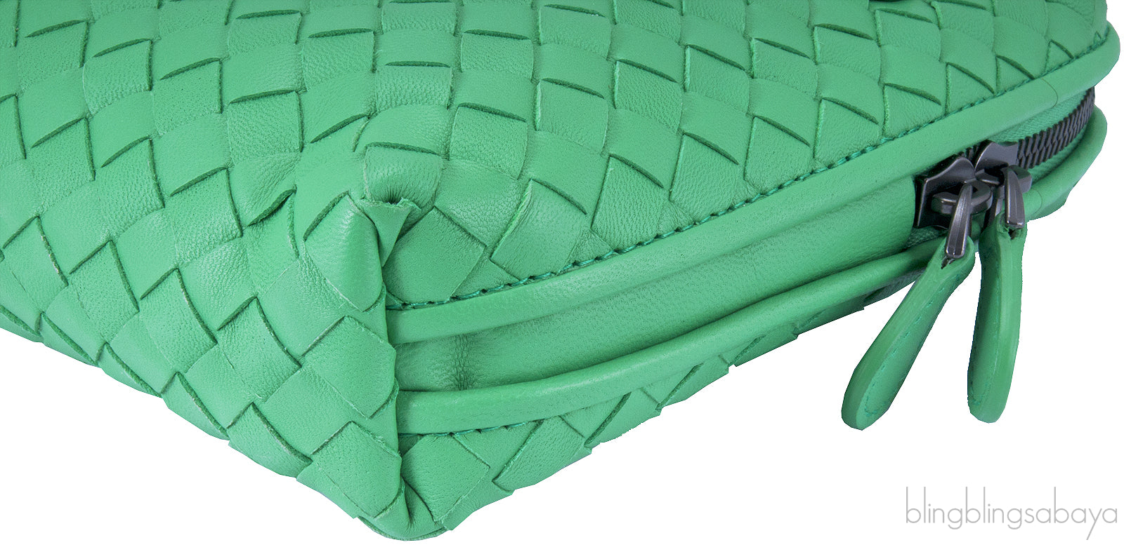 Green Intrecciatio Clutch Crossbody Bag