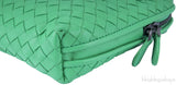 Green Intrecciatio Clutch Crossbody Bag