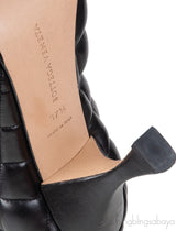 Bottega Veneta Black Quilted Leather Gold Cap Toe Heels