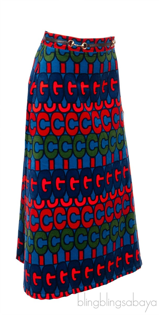 GG Multicolor Horsebit Skirt