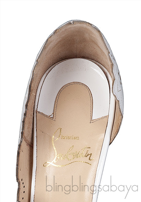 White Laser Cut Pointed Toe Heels
