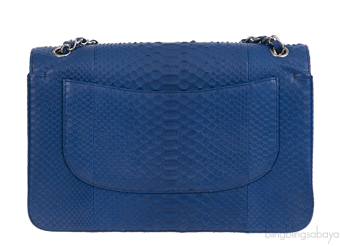 Chanel Classic Blue Python Jumbo Flap Bag