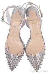 Spikoo Silver PVC Slingback Heels
