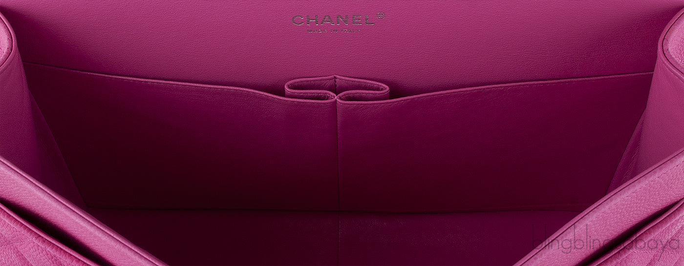 Fuchsia Pink Caviar Maxi Flap Bag