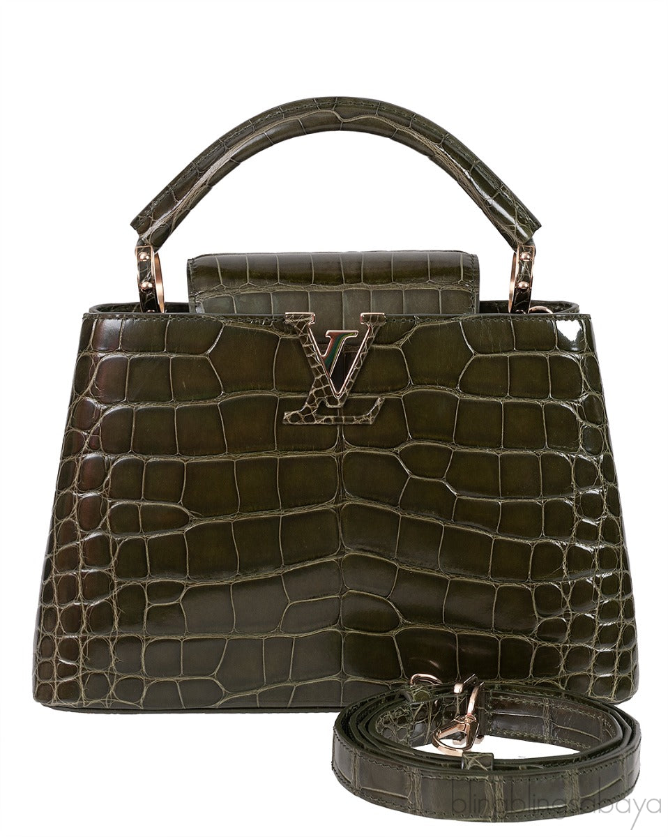 Capucines BB Crocodile Kaki Bag
