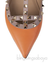 Orange Matte Rockstud Flat Ballerina