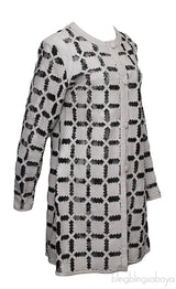Akhesa Light Grey & Black Mesh Leather Coat
