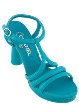 Parthenon Grecian Gladiator Column Heels Blue Green