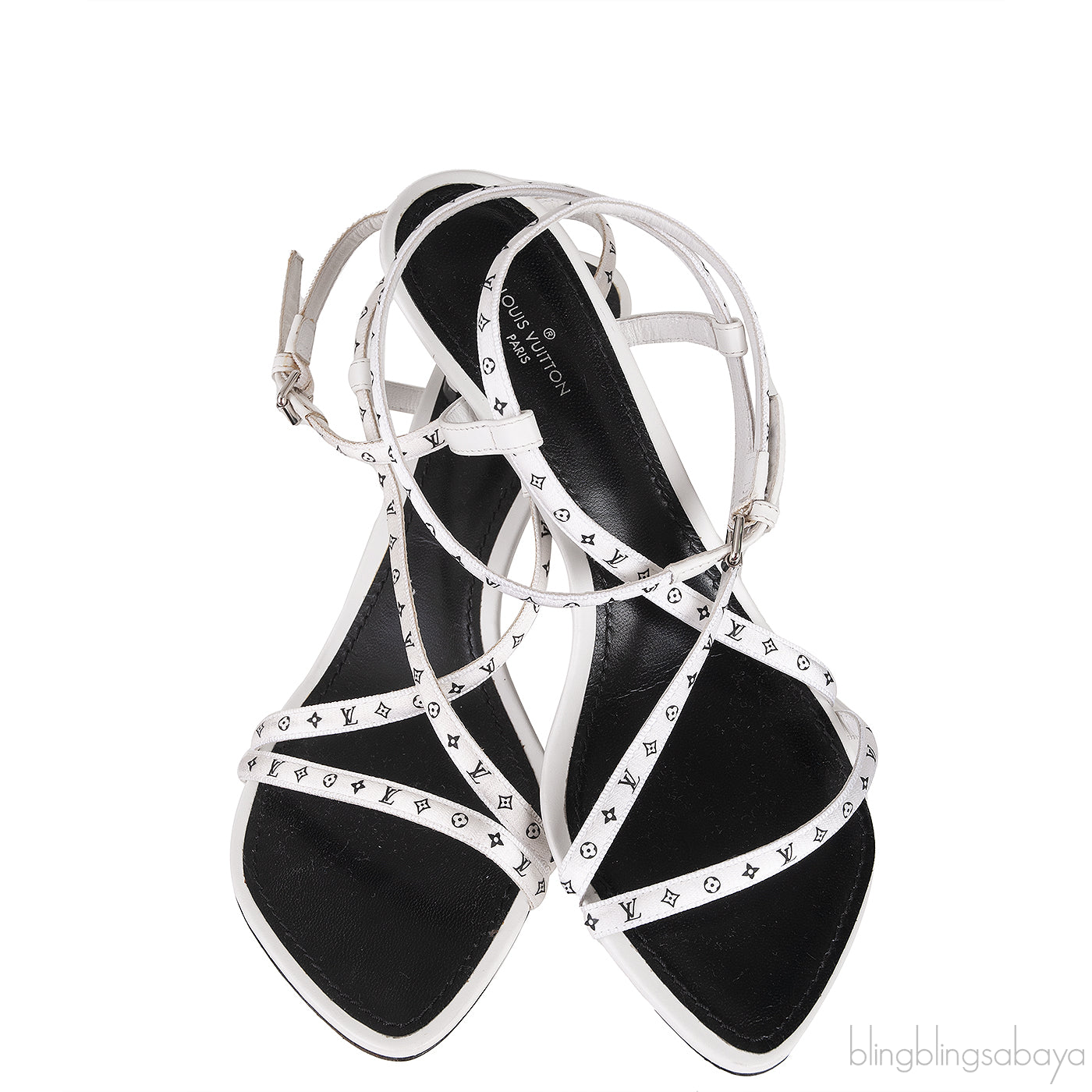 White Monogram Citizen Strappy Sandals