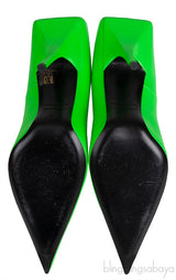 Neon Green Leather Pointed Toe Heels