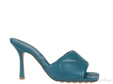 Bottega Veneta Blue Green Rubber Lido Mules 38