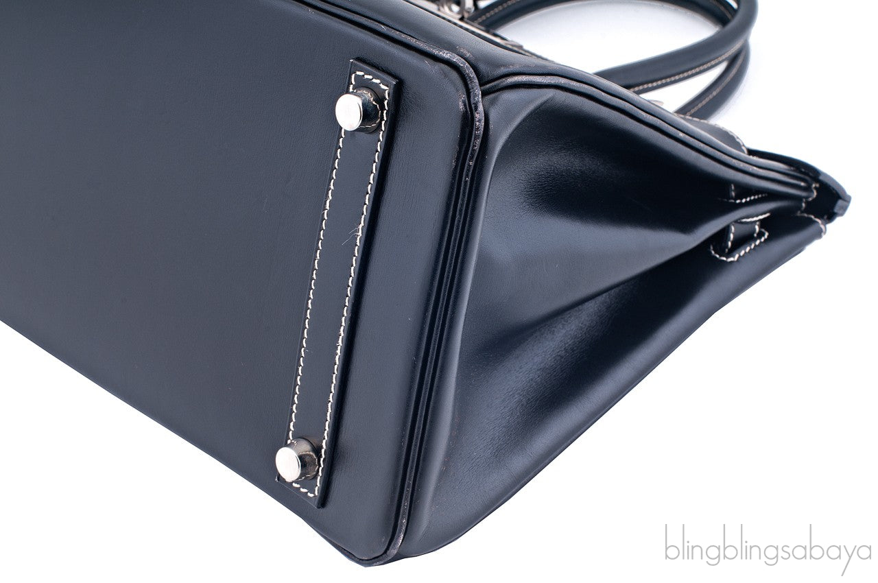 Birkin 30 Black Box Beige Stitching