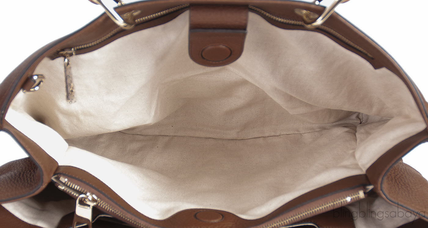 Brown Leather Bamboo Shopper Tote