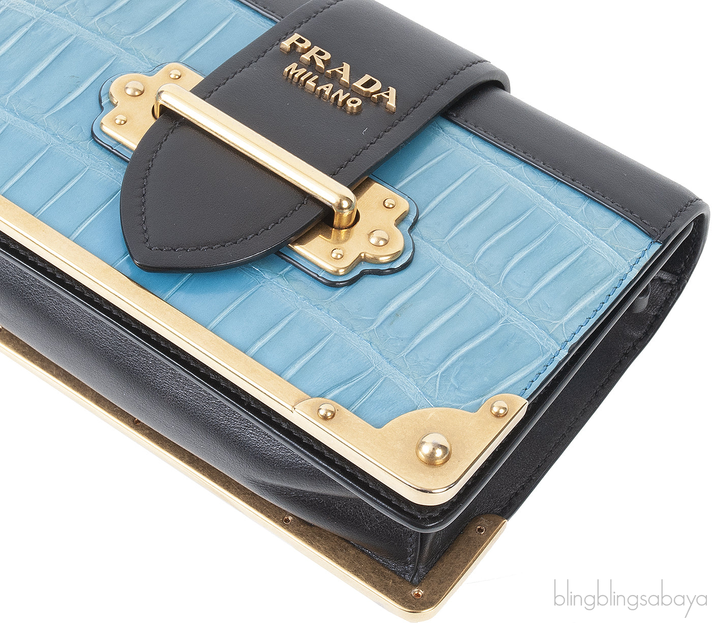 Prada Cahier City Calf Flap Crocodile Bag